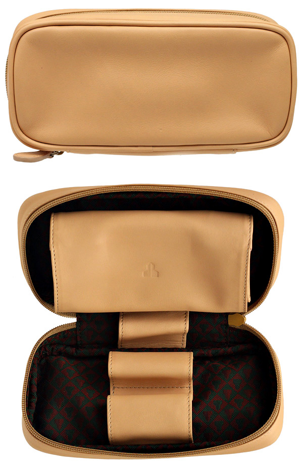 Castello Leather 2 Pipe Case with Pouch Earth Yellow